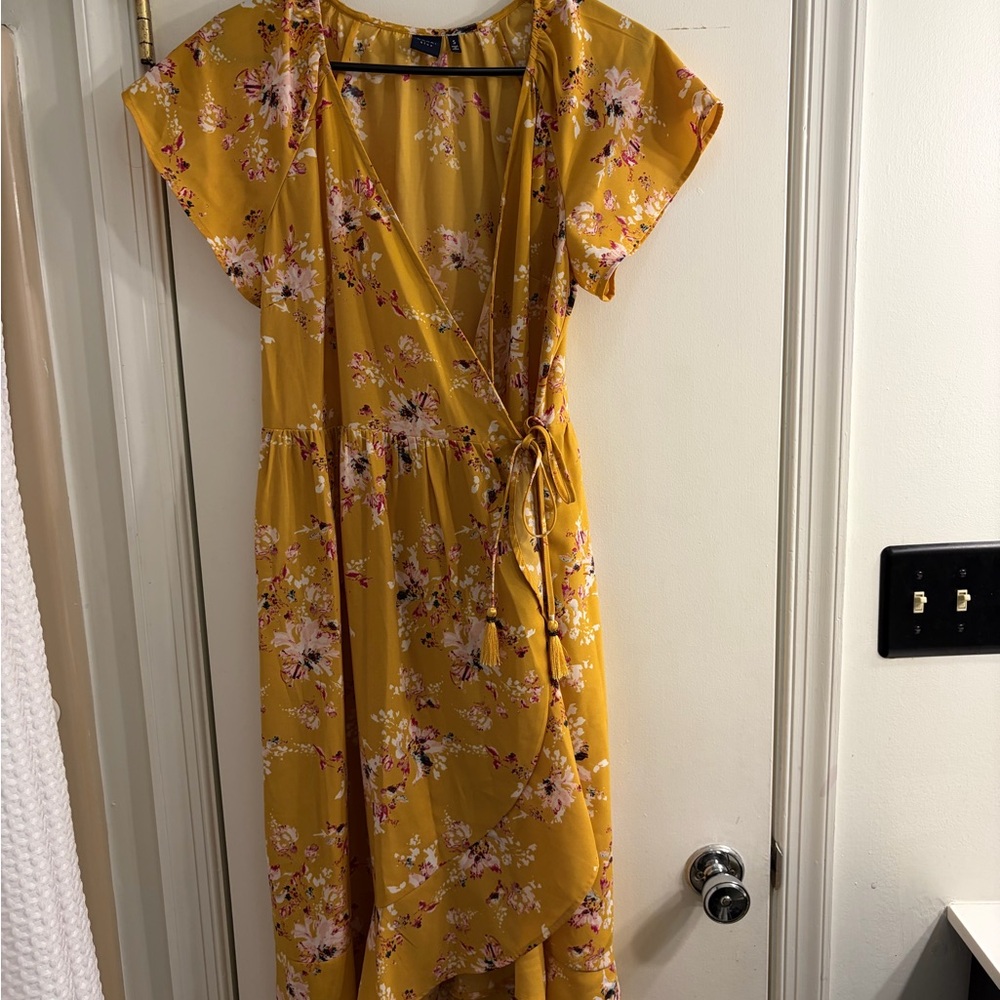 Kaari Blue Yellow Floral Wrap Dress